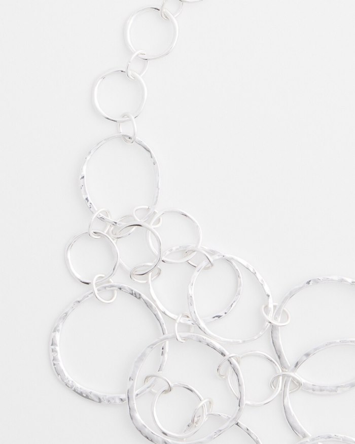 Chicos Short Silvertone Multi-Strand Link Necklace - Silver Chicos Short Silvertone Multi-Strand Link Necklace - Silver