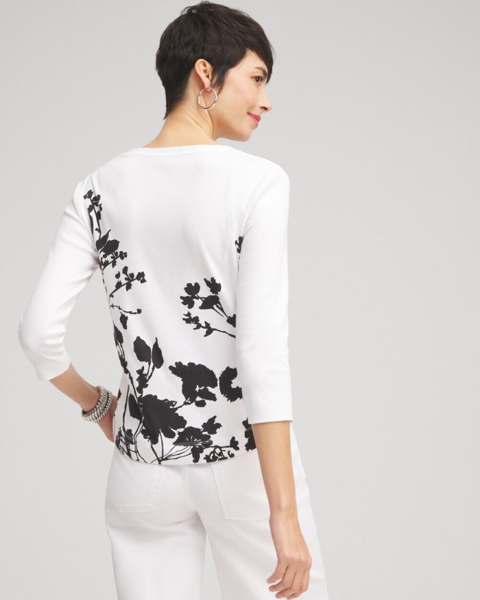 Chicos Vines Everyday 3/4 Sleeve Tee - Alabaster Chicos Vines Everyday 3/4 Sleeve Tee - Alabaster