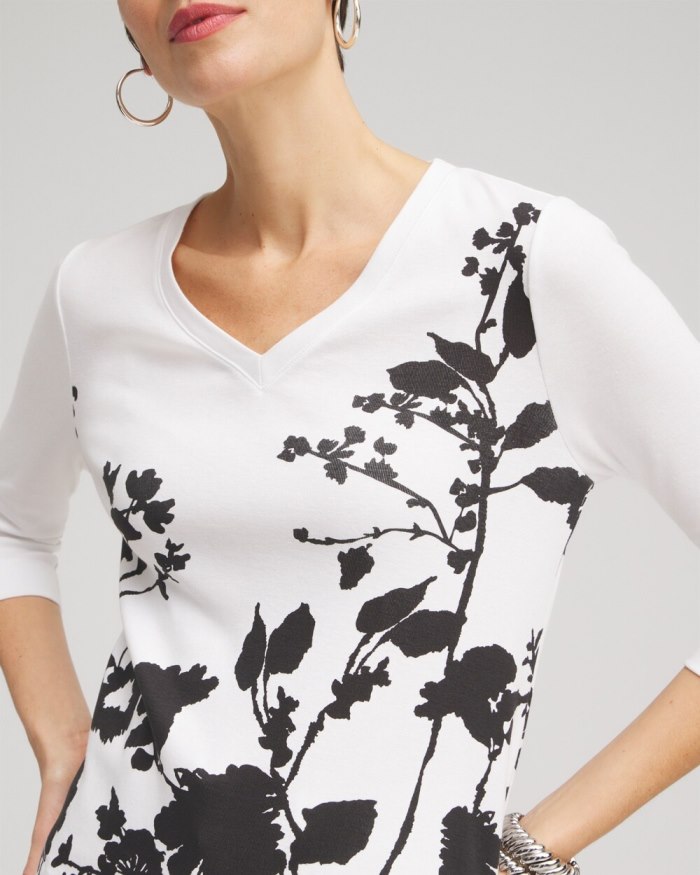 Chicos Vines Everyday 3/4 Sleeve Tee - Alabaster Chicos Vines Everyday 3/4 Sleeve Tee - Alabaster