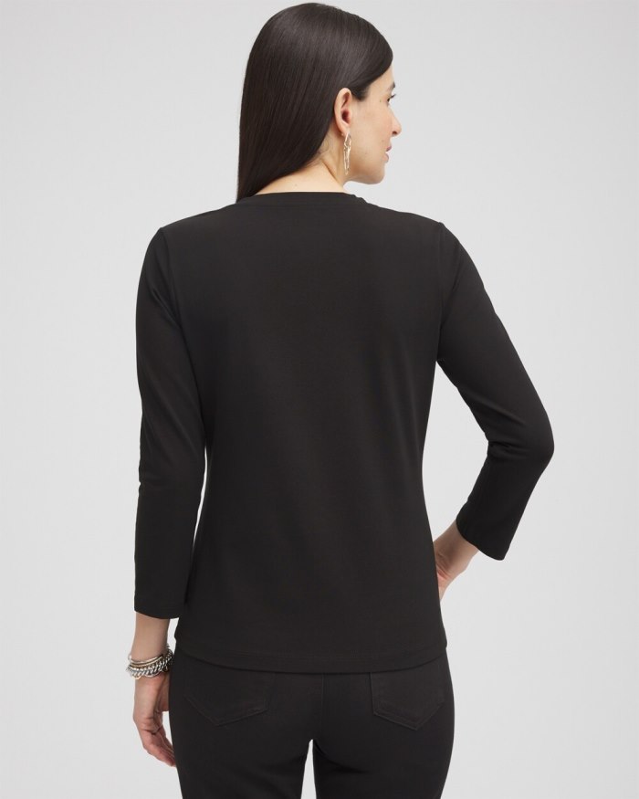 Chicos 3/4 Sleeve Perfect Tee - Alabaster Chicos 3/4 Sleeve Perfect Tee - Alabaster