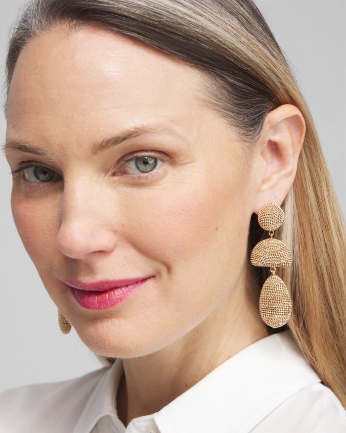 Chicos Gold Tone Linear Drop Earrings - Gold Chicos Gold Tone Linear Drop Earrings - Gold
