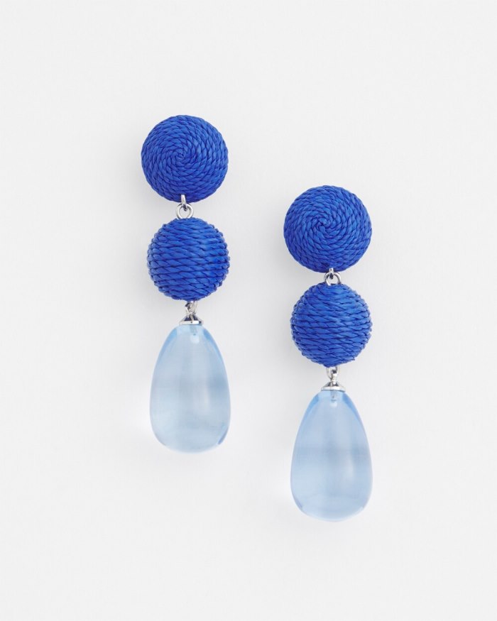 Chicos No Droop Blue Raffia Drop Earrings - Blue Chicos No Droop Blue Raffia Drop Earrings - Blue