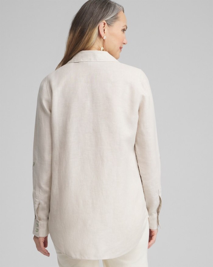 Chicos No Iron Linen Tunic - Oatmeal Chicos No Iron Linen Tunic - Oatmeal