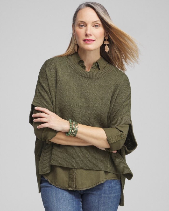 Chicos Short Sleeve Knit Poncho - Black Chicos Short Sleeve Knit Poncho - Black