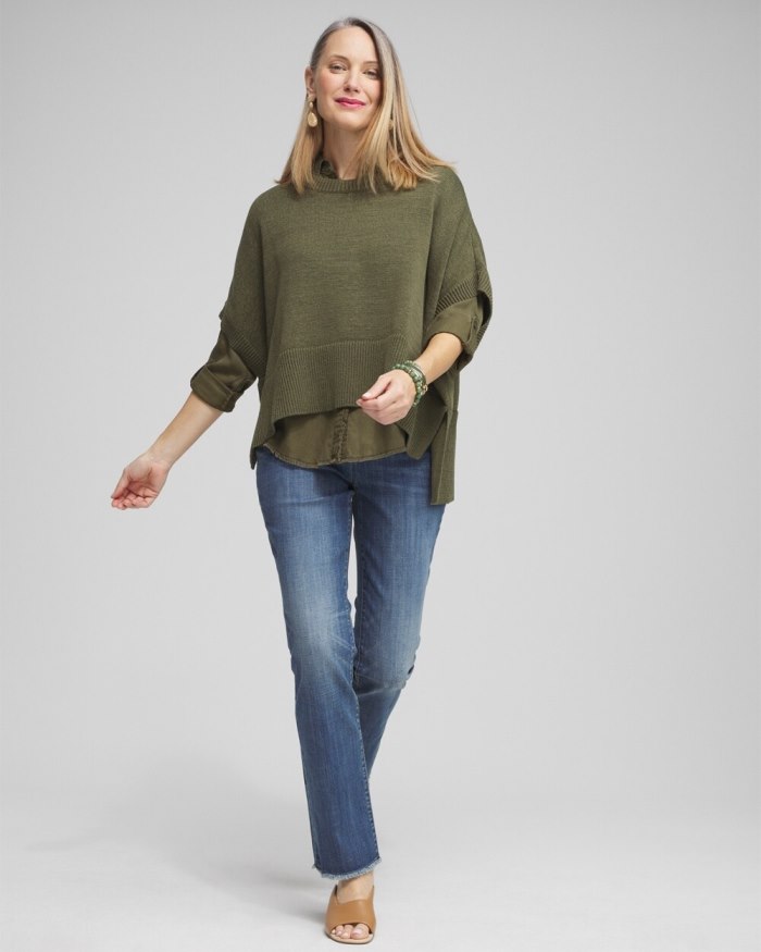 Chicos Short Sleeve Knit Poncho - Black Chicos Short Sleeve Knit Poncho - Black
