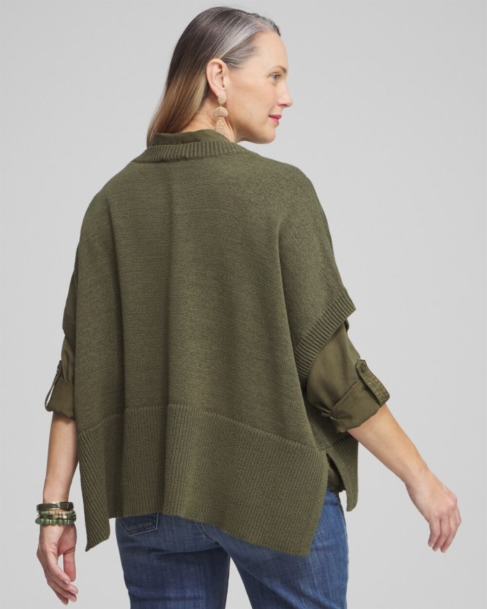 Chicos Short Sleeve Knit Poncho - Black Chicos Short Sleeve Knit Poncho - Black