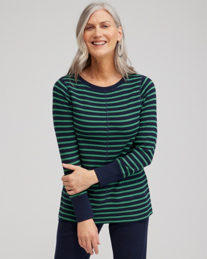 Chicos Zenergy Waffle Knit Stripe Top - Twisted Ivy Chicos Zenergy Waffle Knit Stripe Top - Twisted Ivy