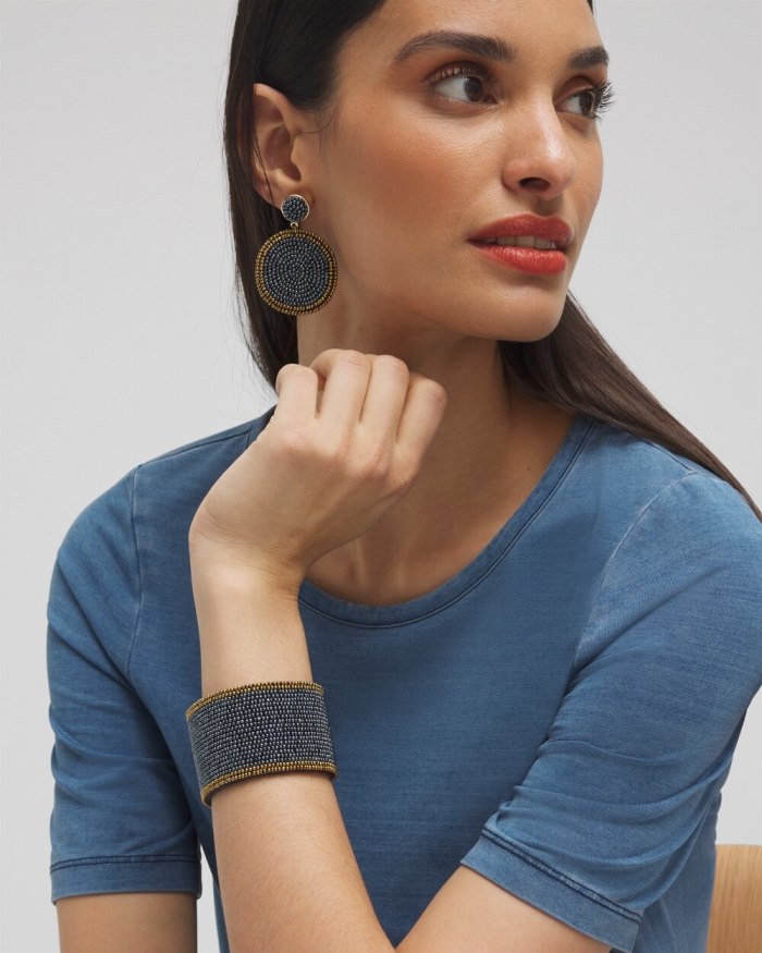 Chicos Seed Bead Cuff Bracelet - Navy Blue Chicos Seed Bead Cuff Bracelet - Navy Blue