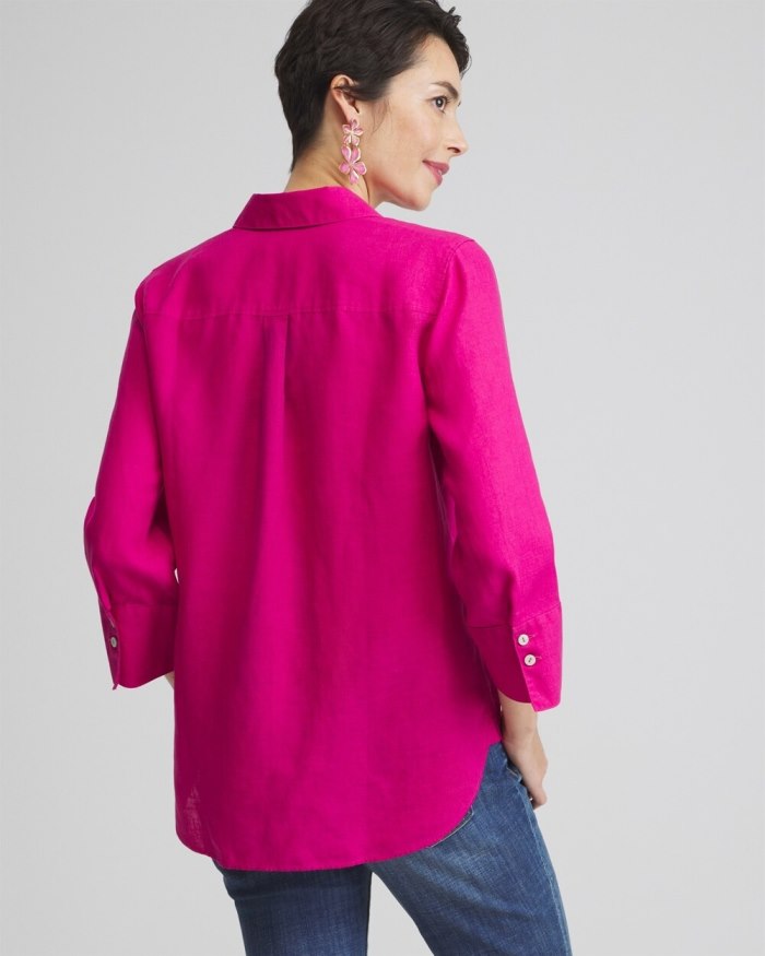 Chicos No Iron Linen 3/4 Sleeve Shirt - Soft Slate Chicos No Iron Linen 3/4 Sleeve Shirt - Soft Slate