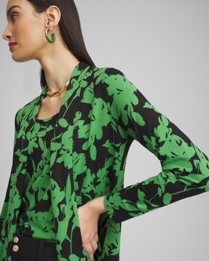 Chicos Touch of Cool Floral Easy Cardigan - Verdant Green Chicos Touch of Cool Floral Easy Cardigan - Verdant Green