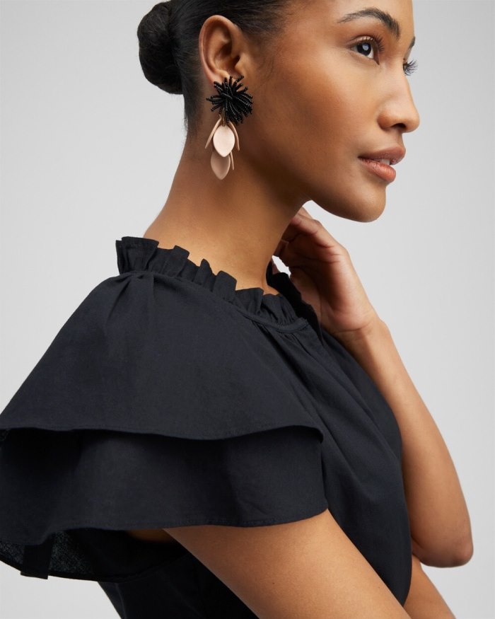 Chicos No Droop Taupe Petal Earrings - Black/Smokey Taupe Chicos No Droop Taupe Petal Earrings - Black/Smokey Taupe