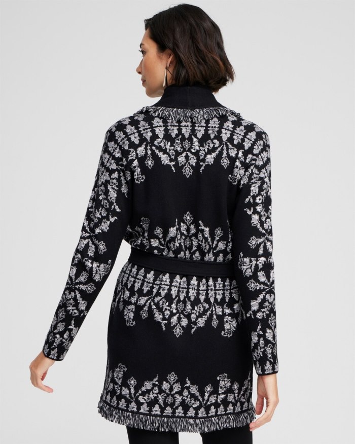 Chicos Medallion Print Shawl Cardigan - Black Chicos Medallion Print Shawl Cardigan - Black