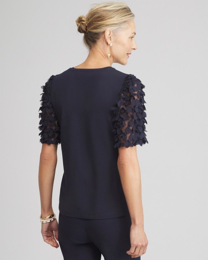 Chicos Applique Sleeve Tee - Classic Navy Chicos Applique Sleeve Tee - Classic Navy