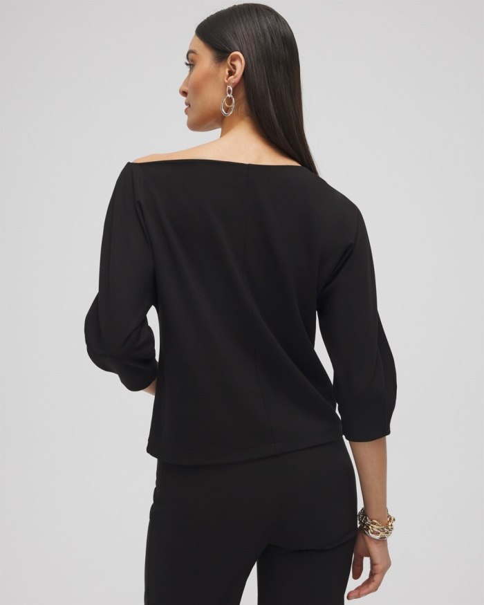Chicos Ponte Off-The-Shoulder Top - Black Chicos Ponte Off-The-Shoulder Top - Black