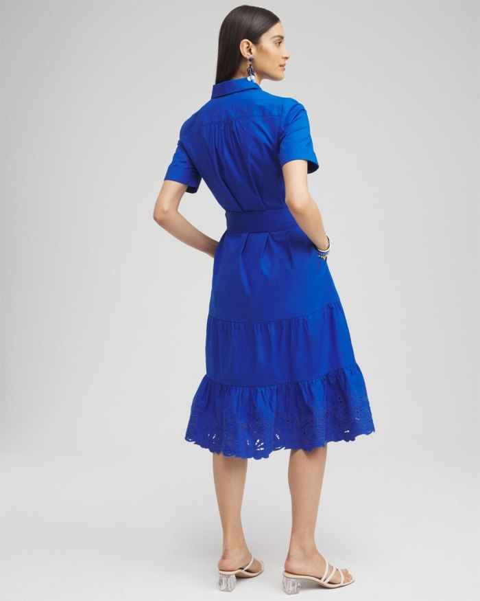 Chicos Poplin Cutout Shirt Dress - Intense Azure Chicos Poplin Cutout Shirt Dress - Intense Azure