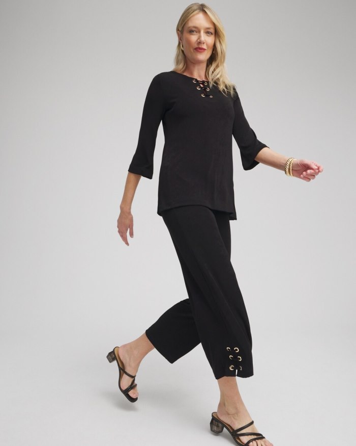 Chicos Travelers Lace Up Top - Travelers Black Chicos Travelers Lace Up Top - Travelers Black