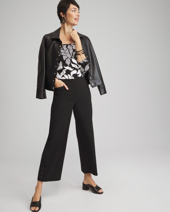 Chicos Touch of Cool Floral Square Neck Tee - Black Chicos Touch of Cool Floral Square Neck Tee - Black