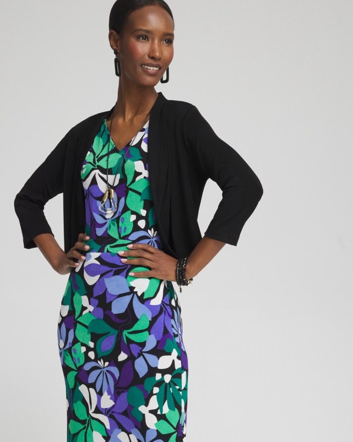 Chicos Travelers Cropped Cardigan - Travelers India Ink Chicos Travelers Cropped Cardigan - Travelers India Ink