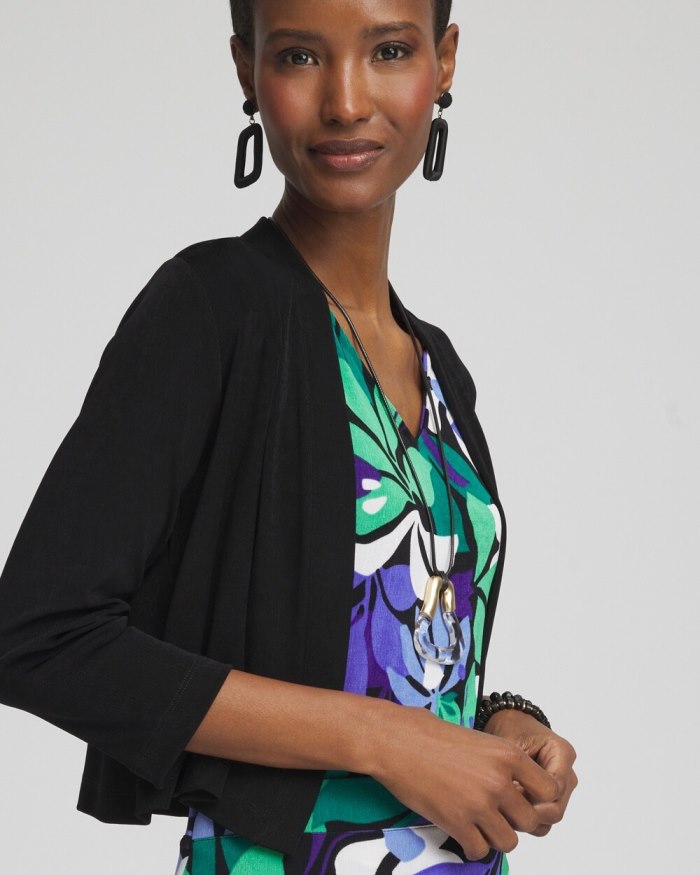 Chicos Travelers Cropped Cardigan - Travelers India Ink Chicos Travelers Cropped Cardigan - Travelers India Ink
