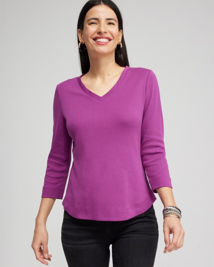 Chicos Everyday 3/4 Sleeve Tee - Fresh Plum Chicos Everyday 3/4 Sleeve Tee - Fresh Plum