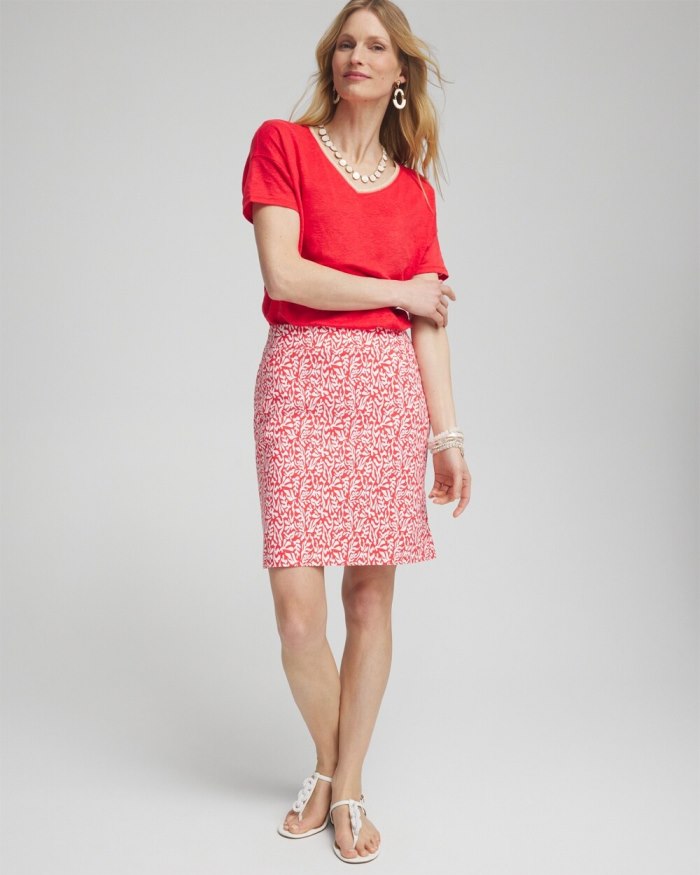 Chicos Brigitte Pull-On Reef Print Skort - Watermelon Punch Chicos Brigitte Pull-On Reef Print Skort - Watermelon Punch