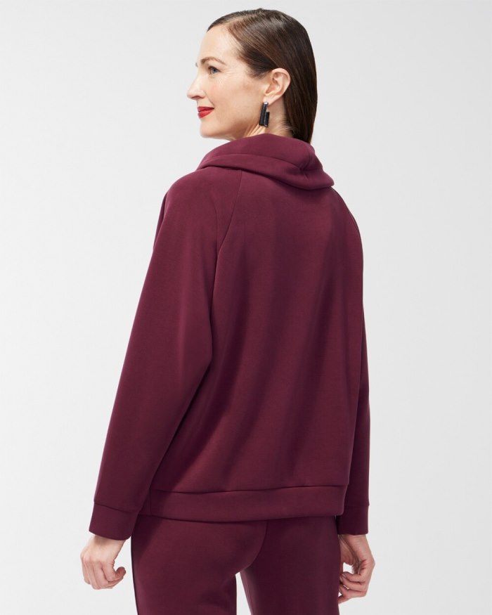 Chicos Zenergy Sueded Scuba Cowl Neck Pullover - French Roast Chicos Zenergy Sueded Scuba Cowl Neck Pullover - French Roast