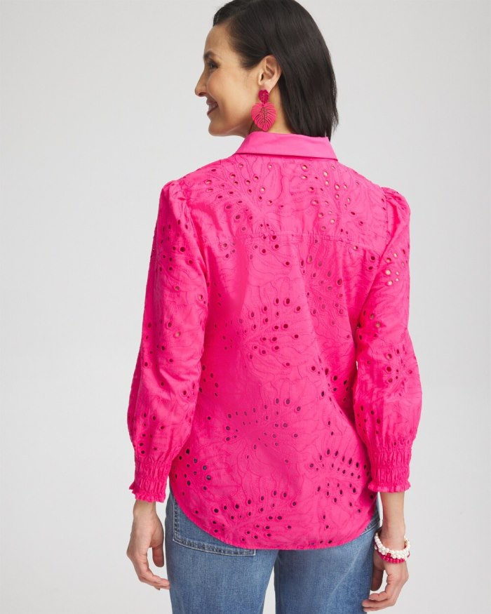 Chicos Eyelet Shirt - PINK BROMELIAD Chicos Eyelet Shirt - PINK BROMELIAD