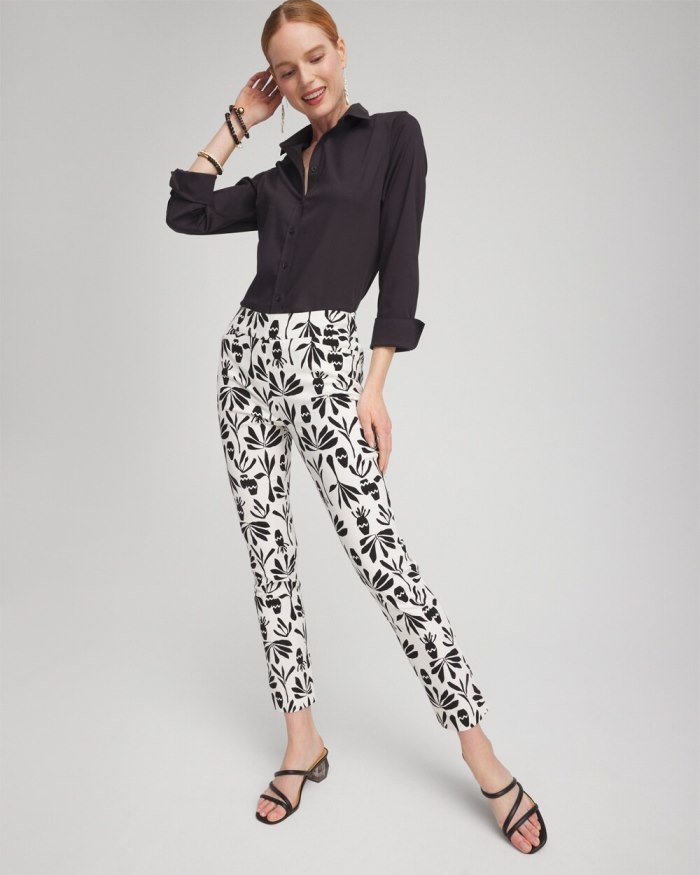 Chicos Brigitte Artisan Print Ankle Pants - Alabaster/Black Chicos Brigitte Artisan Print Ankle Pants - Alabaster/Black