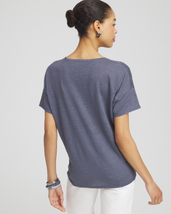 Chicos Slate Linen Sequin Tee - Soft Slate Chicos Slate Linen Sequin Tee - Soft Slate