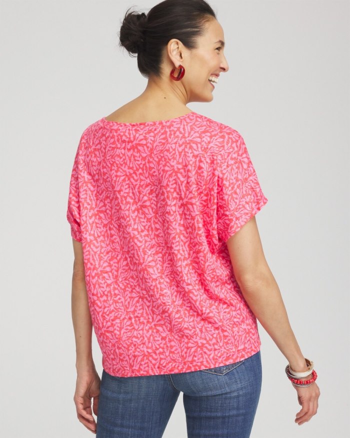 Chicos Linen Reef Tie Front Tee - Watermelon Punch Chicos Linen Reef Tie Front Tee - Watermelon Punch