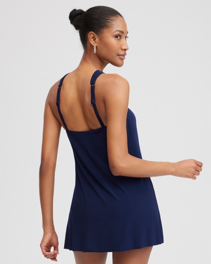 Chicos Magicsuit Square Cut Beverly Swim Dress - Navy Chicos Magicsuit Square Cut Beverly Swim Dress - Navy