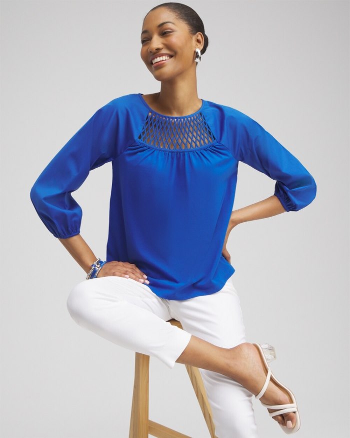 Chicos Lattice Detail Top - Smokey Taupe Chicos Lattice Detail Top - Smokey Taupe