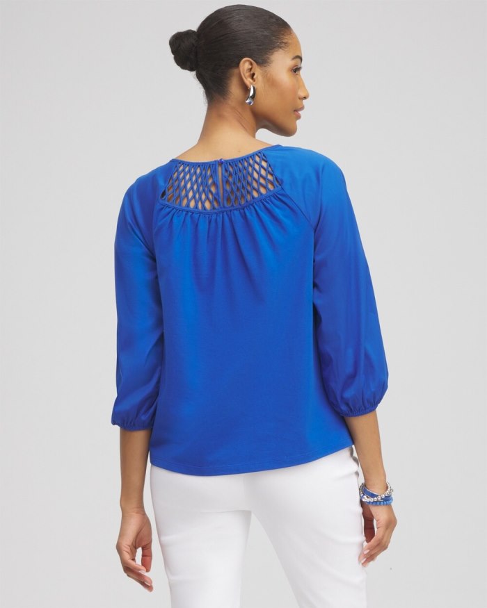 Chicos Lattice Detail Top - Smokey Taupe Chicos Lattice Detail Top - Smokey Taupe