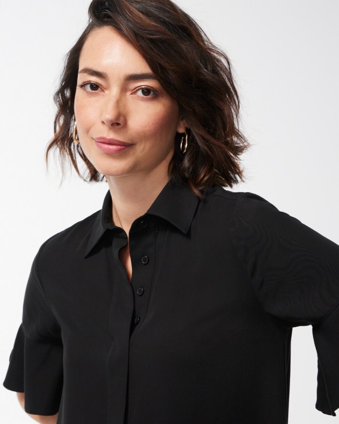 Chicos Flounce Sleeve Midi Dress - Black Chicos Flounce Sleeve Midi Dress - Black