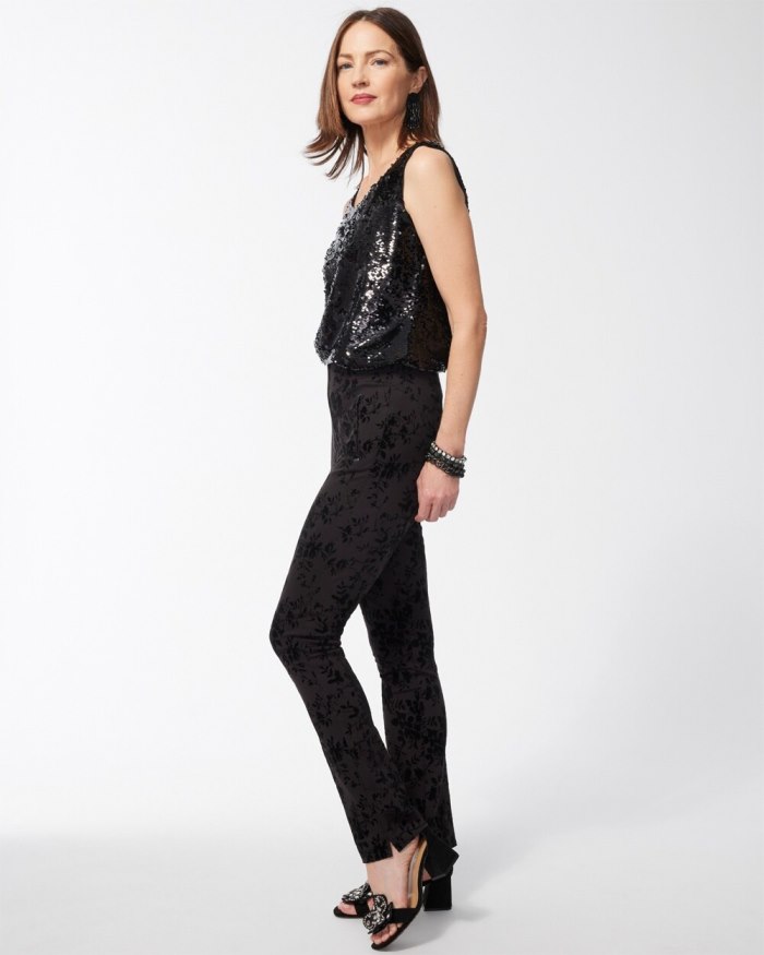 Chicos Juliet Floral Ankle Pants - Black Chicos Juliet Floral Ankle Pants - Black