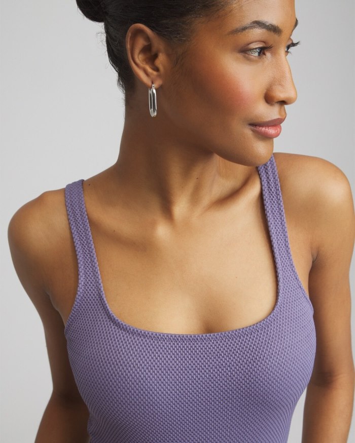 Chicos Gottex Sensual Simplicity Square Neck One Piece Swimsuit - Purple Chicos Gottex Sensual Simplicity Square Neck One Piece Swimsuit - Purple