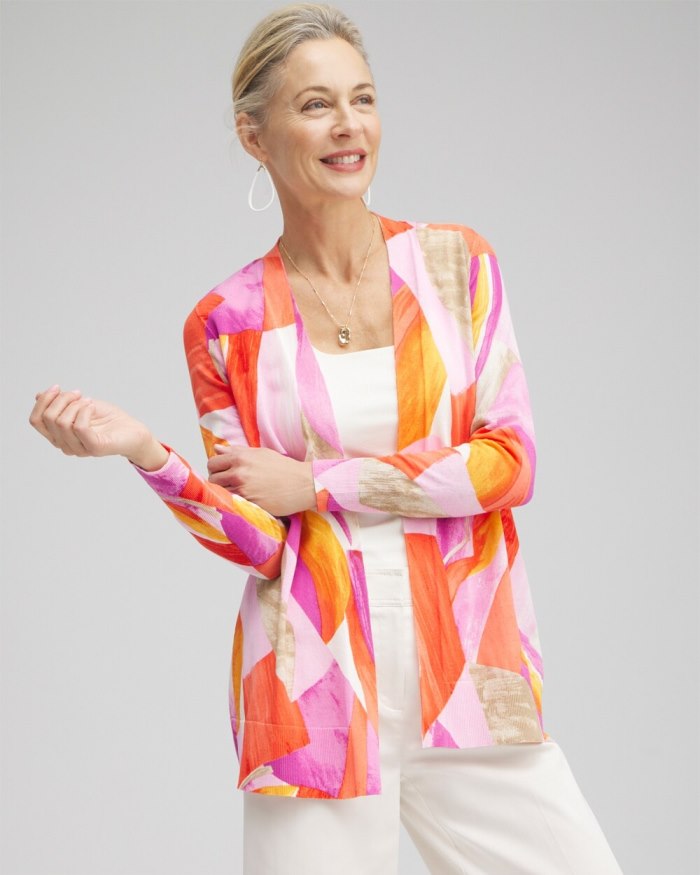 Chicos Summer Romance Abstract Cardigan - Nectarine Chicos Summer Romance Abstract Cardigan - Nectarine