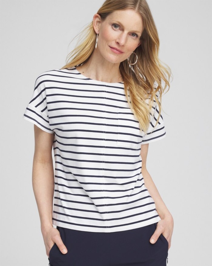 Chicos Zenergy UPF Knit Stripe Dolman Top - Classic Navy Chicos Zenergy UPF Knit Stripe Dolman Top - Classic Navy