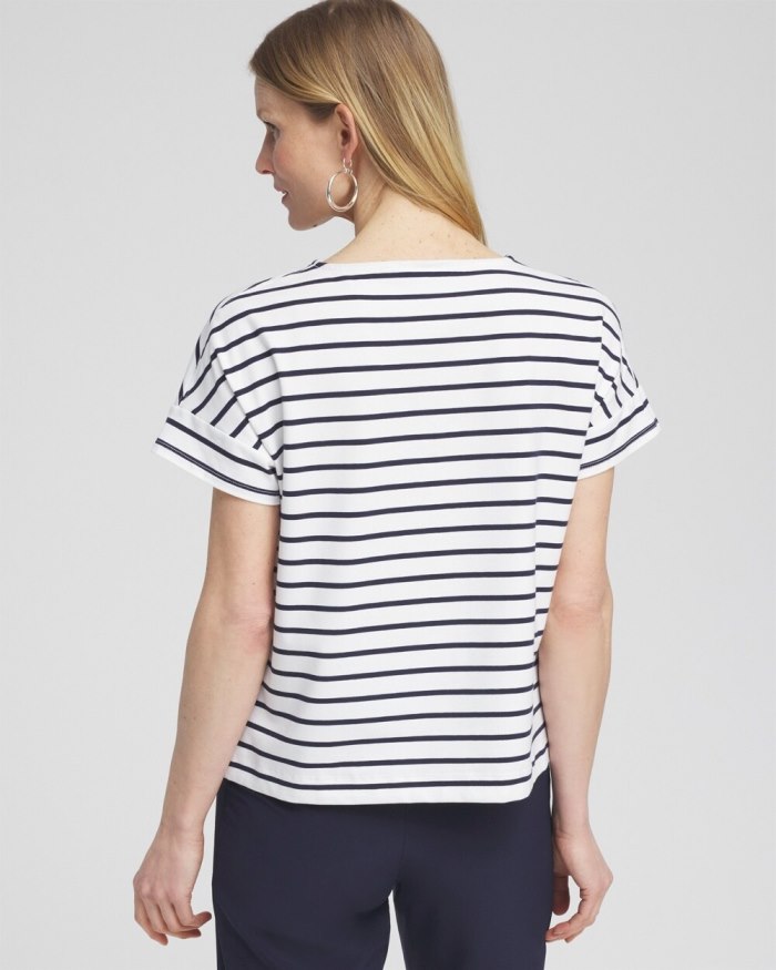 Chicos Zenergy UPF Knit Stripe Dolman Top - Classic Navy Chicos Zenergy UPF Knit Stripe Dolman Top - Classic Navy