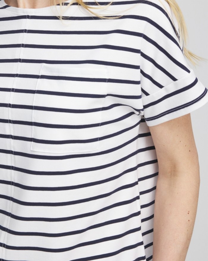 Chicos Zenergy UPF Knit Stripe Dolman Top - Classic Navy Chicos Zenergy UPF Knit Stripe Dolman Top - Classic Navy