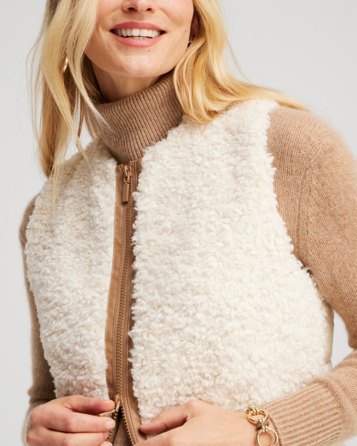 Chicos Shearling Vest - English Cream Chicos Shearling Vest - English Cream