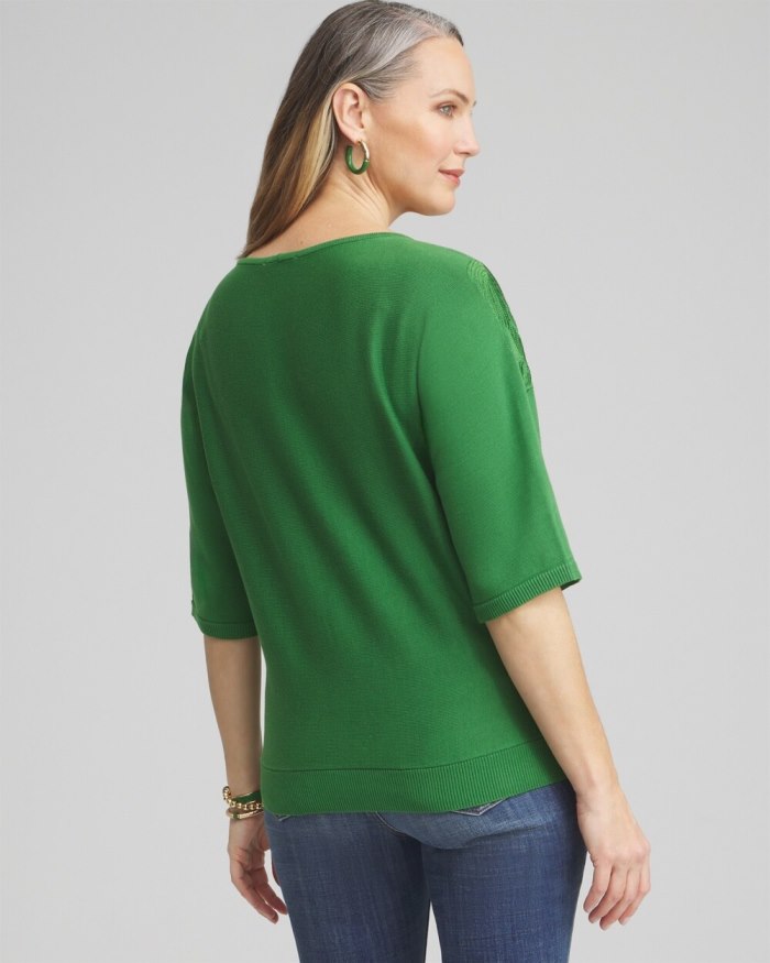 Chicos Embellished Dolman Pullover Sweater - Verdant Green Chicos Embellished Dolman Pullover Sweater - Verdant Green