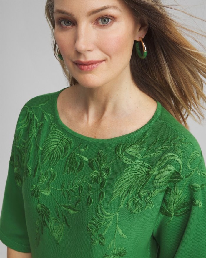 Chicos Embellished Dolman Pullover Sweater - Verdant Green Chicos Embellished Dolman Pullover Sweater - Verdant Green