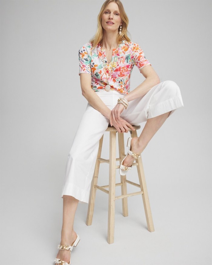 Chicos Abstract Notch Neck Tee - Watermelon Punch Chicos Abstract Notch Neck Tee - Watermelon Punch