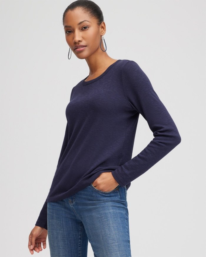Chicos Ribbed Layering Tee - Classic Navy Chicos Ribbed Layering Tee - Classic Navy