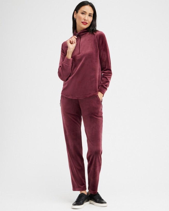 Chicos Zenergy Velour Half Zip Pullover - Deep Merlot Chicos Zenergy Velour Half Zip Pullover - Deep Merlot