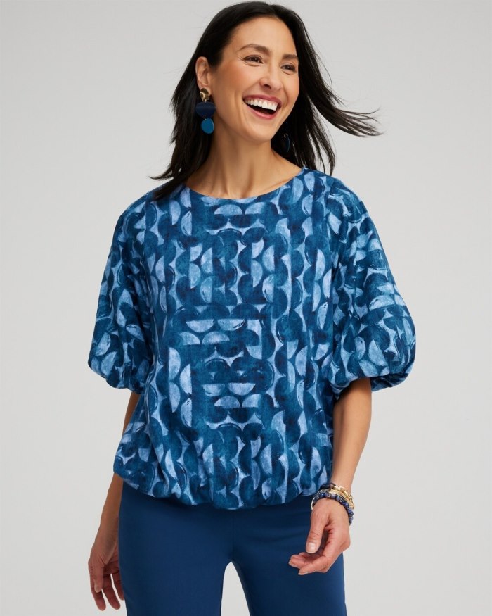 Chicos Half Moon Bubble Hem Top - Blue Veil Chicos Half Moon Bubble Hem Top - Blue Veil