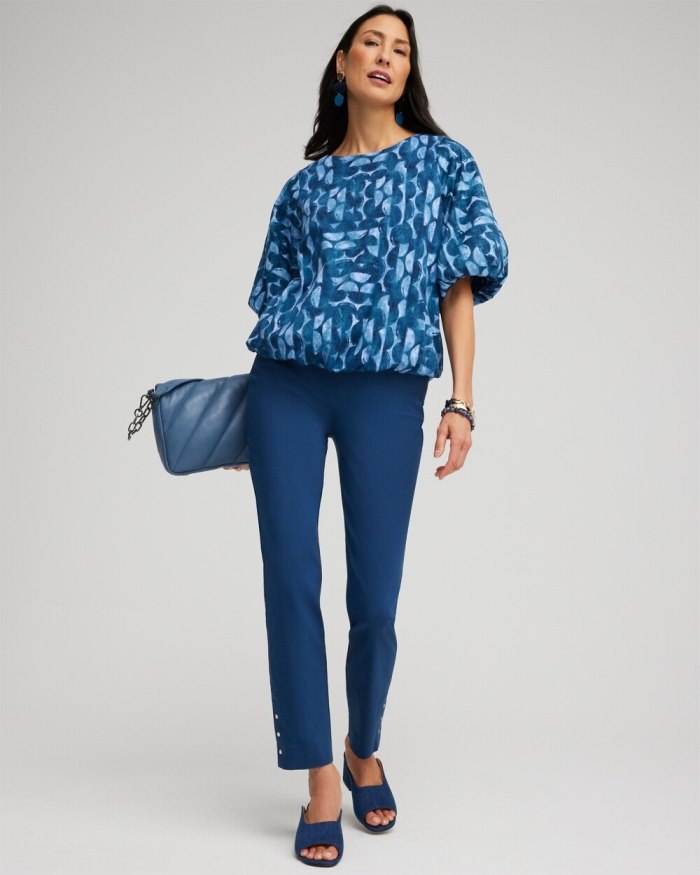 Chicos Half Moon Bubble Hem Top - Blue Veil Chicos Half Moon Bubble Hem Top - Blue Veil