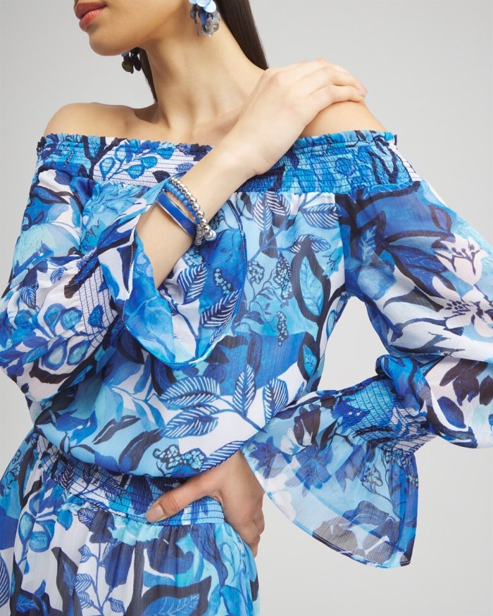 Chicos Chiffon Floral Maxi Dress - Classic Navy Chicos Chiffon Floral Maxi Dress - Classic Navy