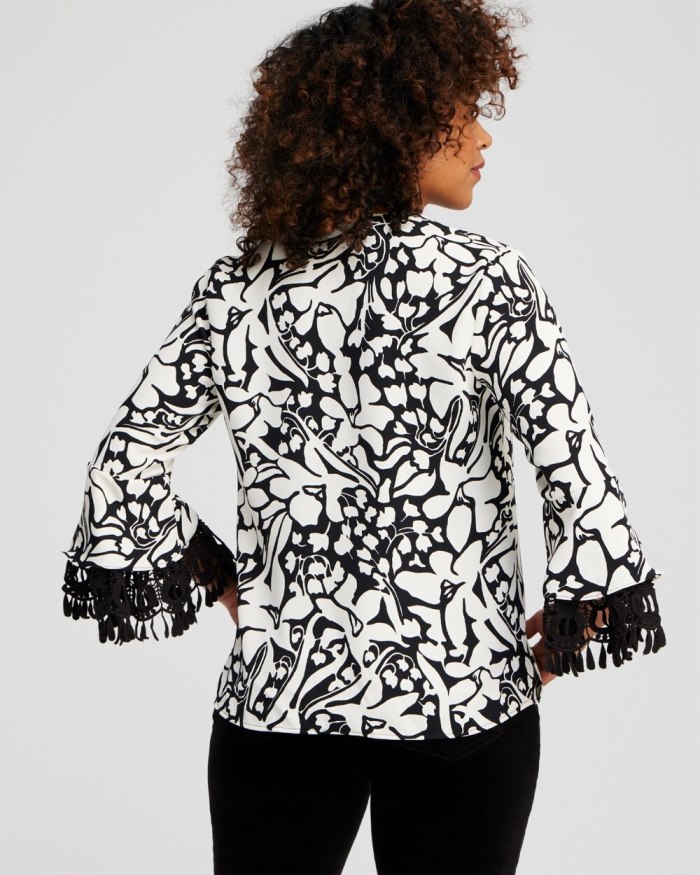 Chicos Lace Detail Floral Top - Alabaster/Black Chicos Lace Detail Floral Top - Alabaster/Black